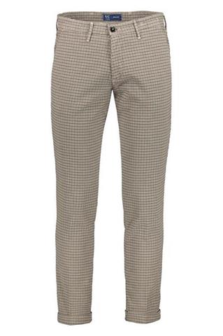 Beżowe spodnie męskie w kratkę Chinos PBT 60893 - 101391