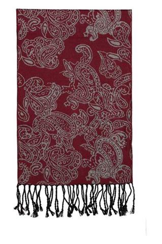Szal męski bordo we wzory 73108 - 108381