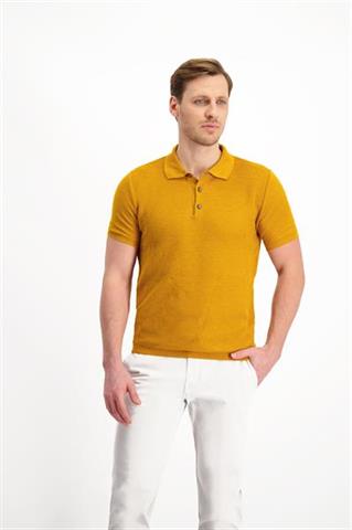 Musztardowa koszulka polo 73859 - 121401