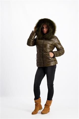 Casualowa kurtka w kolorze khaki z futerkiem 84096 - 143511