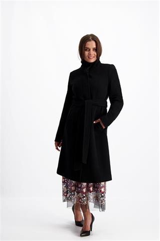 Czarny płaszcz ze stójką Ana Alessia 84001 - 144791