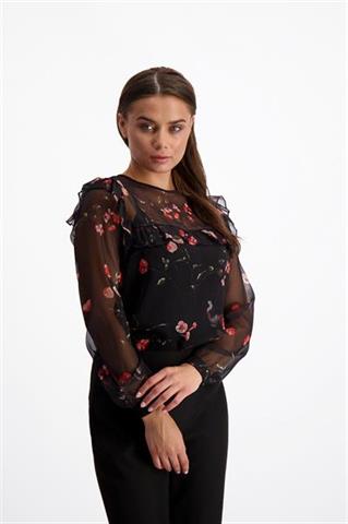 Transparentna bluzka damska w kwiaty Yetta 84465 - 146951