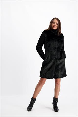 Czarny płaszcz z futerkiem Megan Lady 84027 - 147031