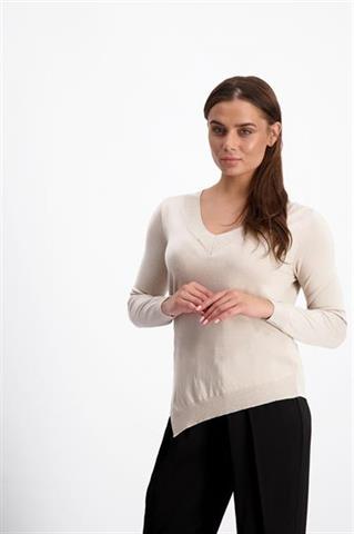 Beżowy sweter damski V-neck 84200 - 147541