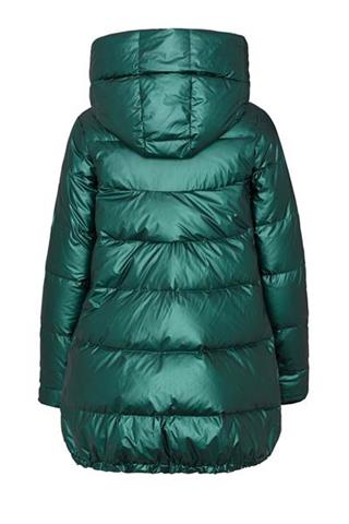 Stylowa zielona kurtka damska z błyszczącej tkaniny 84235 - 14881