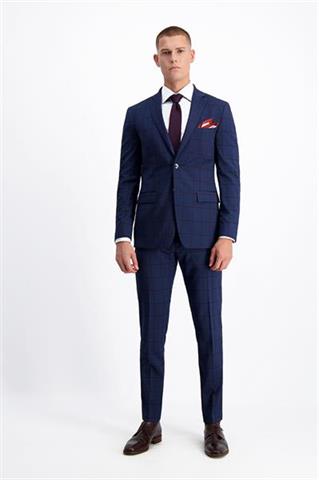 Granatowy garnitur w kratę Mix&Match (254) marynarka - 149061