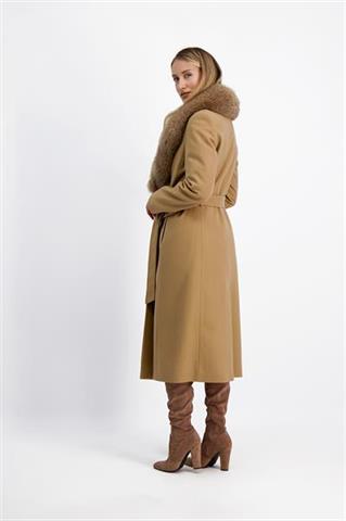 Wełniany płaszcz z naturalnym futrem 85168 - 160741