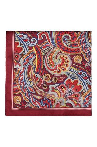 Bordowa poszetka w kolorowe wzory 57342 - 177791
