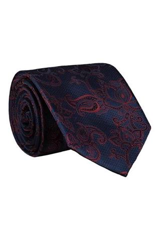 Granatowy krawat we wzory 57356 - 178251