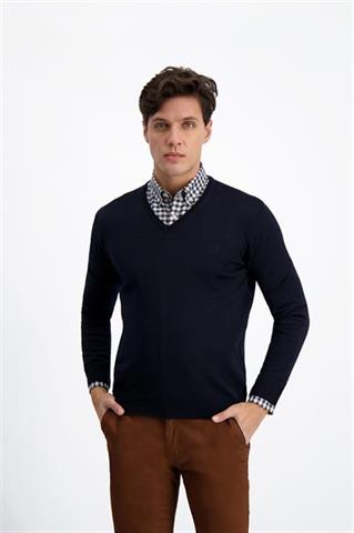 Granatowy sweter męski V-Neck 73900 - 197961