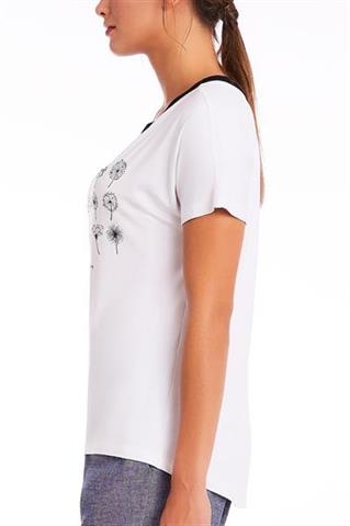 Biały t-shirt z motywem kwiatowym 58155 - 220481