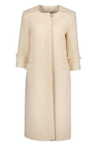 Pudełkowy płaszcz damski écru 85448 - 222881