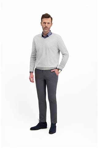 Szary melanżowy sweter V-neck 72665 - 238581