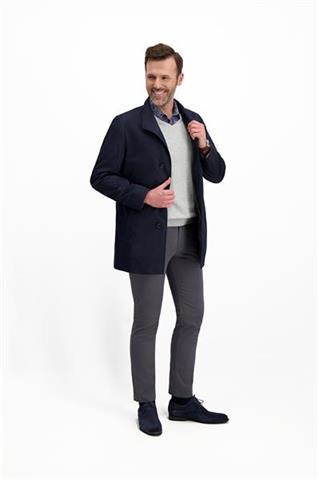 Szary melanżowy sweter V-neck 72665 - 238601