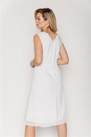 Biała lniana sukienka z gipiurą 58231 - 243061