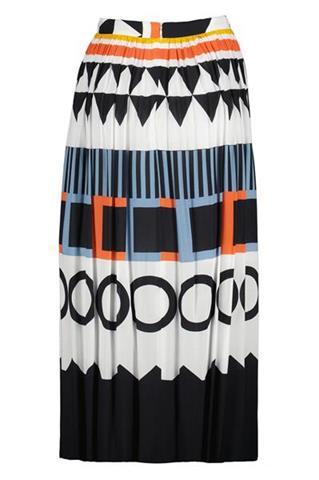 Marszczona spódnica maxi w geometryczne wzory 58235 - 243251