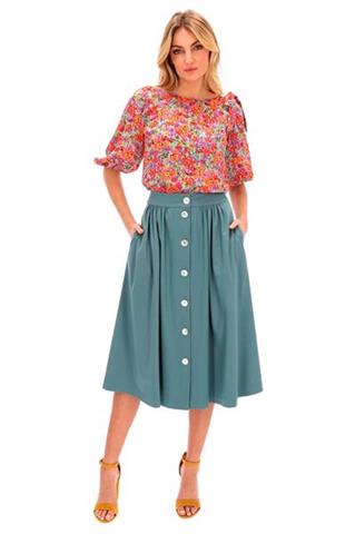 Rozkloszowana spódnica midi z guzikami 58260 - 274301