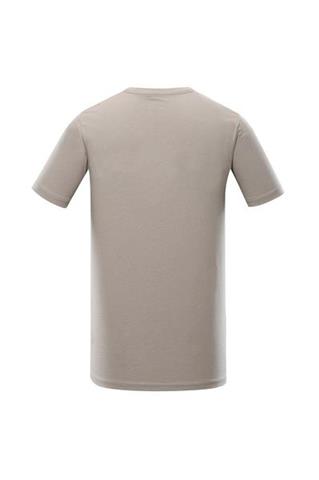 Beżowy t-shirt męski z nadrukiem 58364 - 298231