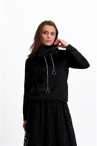 Czarna bluza z łańcuszkami 84127 - 303261