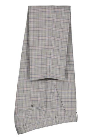 Jasnoszary garnitur męski slim w kratkę 35275 - 305891