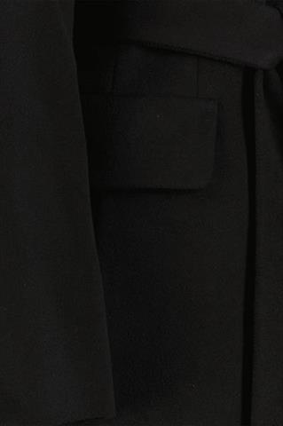 Wiązany czarny płaszcz damski 85676 - 308751
