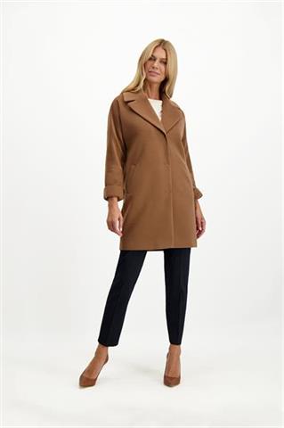 Camelowy płaszcz o pudełkowym kroju 85670 - 312651