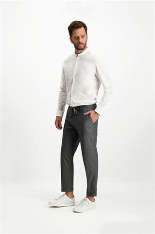 Stalowe spodnie męskie joggery z mankietami i kantem 64170 - 314841