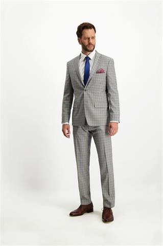 Jasnoszary garnitur męski slim w kratkę 35275 - 320551