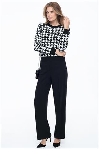 Czarno-biały sweter damski w pepitkę 58518 - 326501