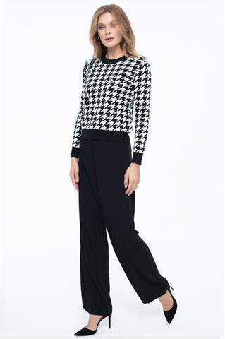 Czarno-biały sweter damski w pepitkę 58518 - 326511