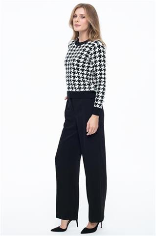 Czarno-biały sweter damski w pepitkę 58518 - 326531