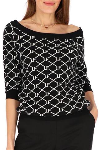 Czarny sweter z dekoltem w łódkę 58596 - 351531