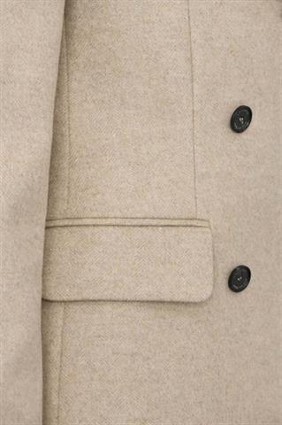 Beżowy płaszcz damski w jodełkę Wiktoria Tweed 84031 - 35681