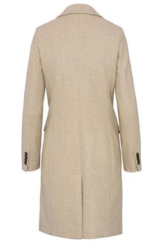 Beżowy płaszcz damski w jodełkę Wiktoria Tweed 84031 - 35691