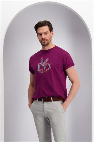 Bawełniany t-shirt męski bordowy z nadrukiem 78040 - 377341