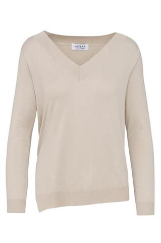 Beżowy sweter damski V-neck 84200 - 38041