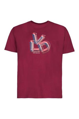 Bawełniany t-shirt męski bordowy z nadrukiem 78040 - 380781