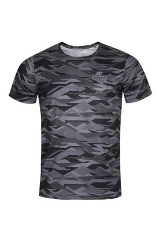 Ciemnoszara koszulka męska w geometryczne wzory Cool Dry 58782 - 382981