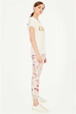 Biały t-shirt damski z cekinami 58829 - 390891