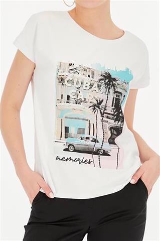 Biały t-shirt damski z nadrukiem 58845 - 391931