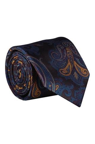 Brązowy krawat we wzór paisley 57527 - 405641
