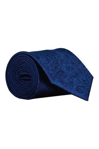 Niebieski krawat we wzór paisley 57579 - 429521