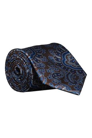 Brązowy krawat we wzór paisley 57581 - 429551