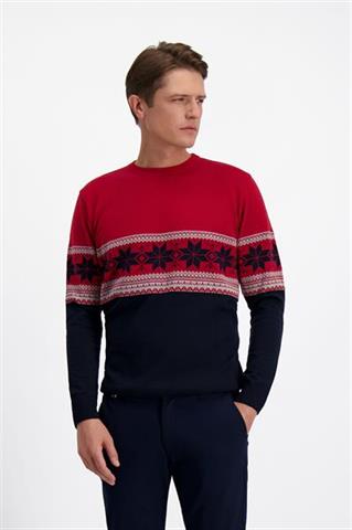Czerwony sweter świąteczny z bawełną 74069 - 431261