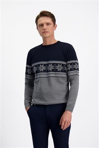 Granatowy sweter świąteczny z bawełną 74070 - 431301