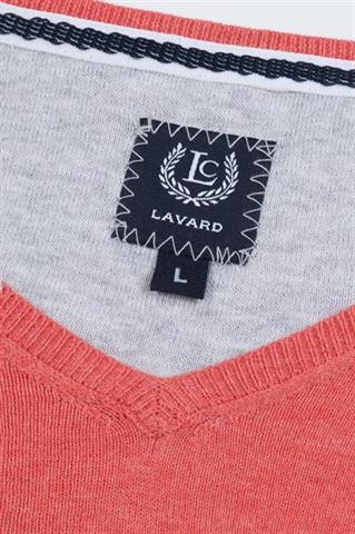 Koralowy sweter V-neck 72667 - 43921