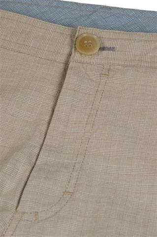 Beżowe spodnie w kratę męskie chinos 64157 - 45331
