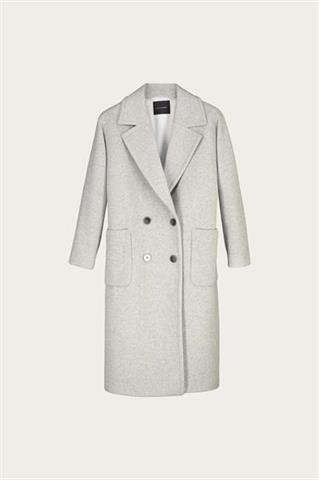 Jasnoszary elegancki płaszcz z wełny 86644 - 483561