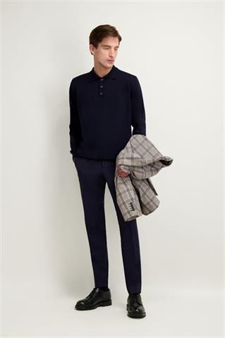 Granatowe polo męskie z wełny merino 74196 - 486901