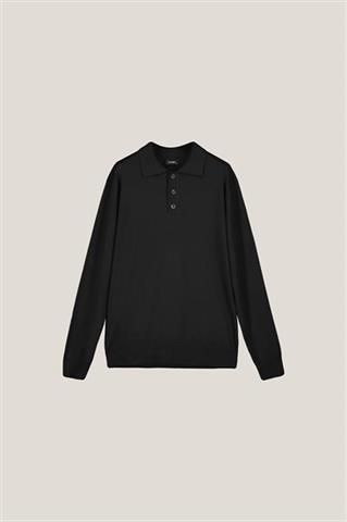 Czarne polo męskie z wełny merino 74220 - 510671